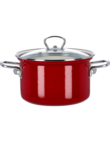 Garnek emaliowany 2,6 l z pokrywką Eco-Ceramic 18 cm bordo Belis