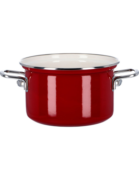 Garnek emaliowany 2,6 l z pokrywką Eco-Ceramic 18 cm bordo Belis