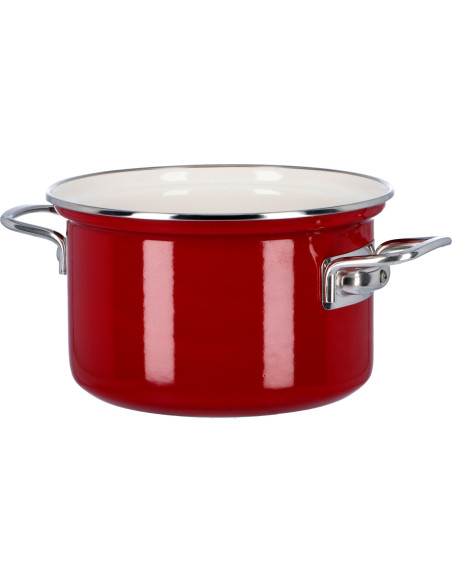 Garnek emaliowany 2,6 l z pokrywką Eco-Ceramic 18 cm bordo Belis