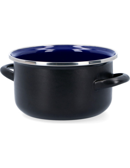 Garnek emaliowany 1,5 l z pokrywką Lux czarny 16 cm Belis