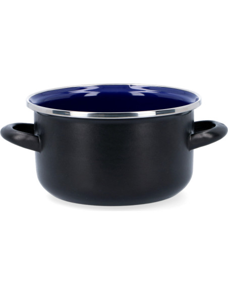 Garnek emaliowany 1,5 l z pokrywką Lux czarny 16 cm Belis