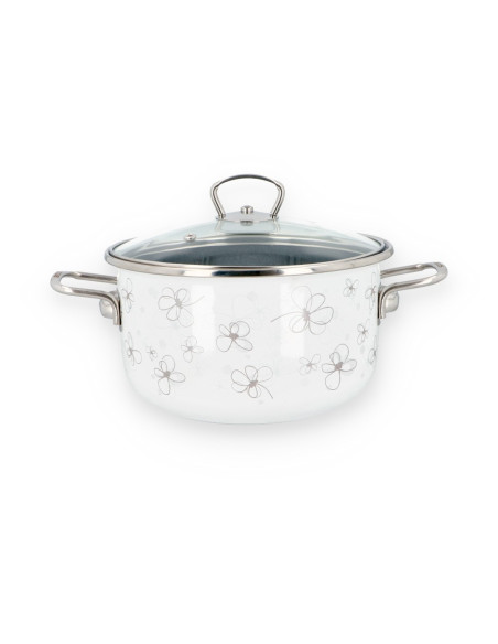 Garnek emaliowany PREMIUM BIANCO z pokrywką 5,5l 24cm Belis