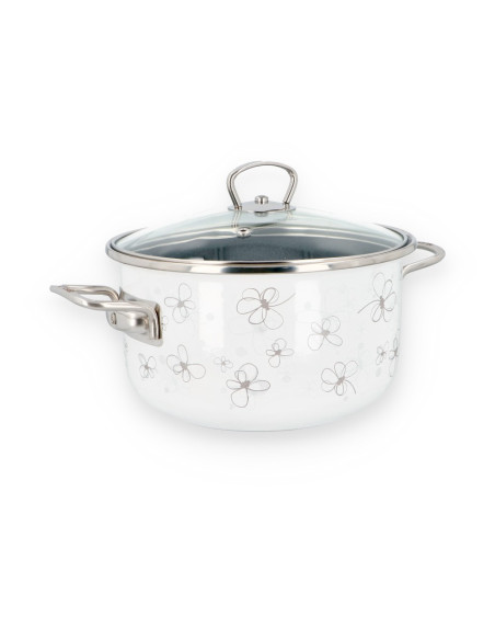 Garnek emaliowany PREMIUM BIANCO z pokrywką 1,5l 16cm Belis