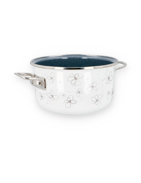 Garnek emaliowany PREMIUM BIANCO z pokrywką 1,5l 16cm Belis