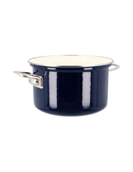 Garnek emaliowany 2,6 l z pokrywką Eco-Ceramic 18 cm granatowy Belis
