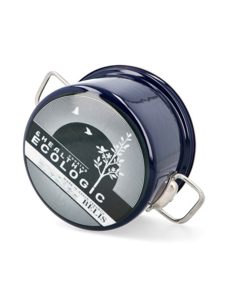 Garnek emaliowany 2,6 l z pokrywką Eco-Ceramic 18 cm granatowy Belis