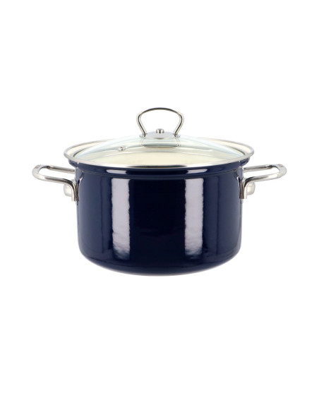 Garnek emaliowany 6,1 l z pokrywką Eco-Ceramic 24 cm granatowy Belis
