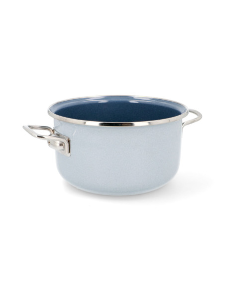 Garnek emaliowany PREMIUM GREY 5,5 l ze szklaną pokrywk 24 cm Belis