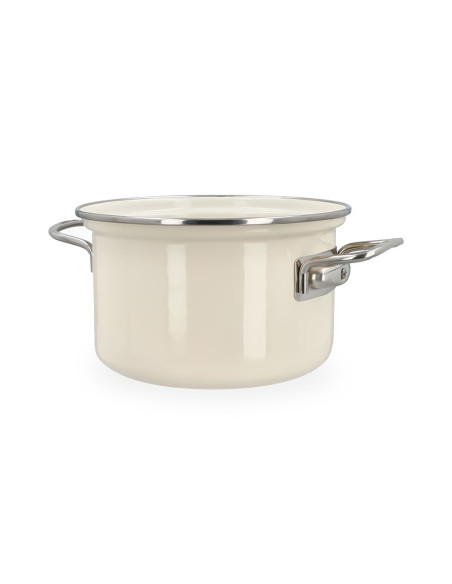 Garnek emaliowany 2,6 l z pokrywką ECO-CERAMIC cream 18 cm Belis
