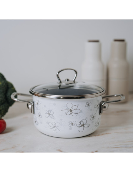 Garnek emaliowany PREMIUM BIANCO z pokrywką 5,5l 24cm Belis
